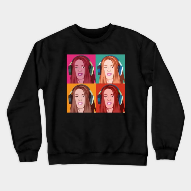 Shakira Pop Art Crewneck Sweatshirt by HarlinDesign